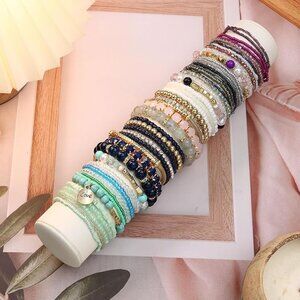 6-Pack Bohemian Stackable Bead Bracelets - New